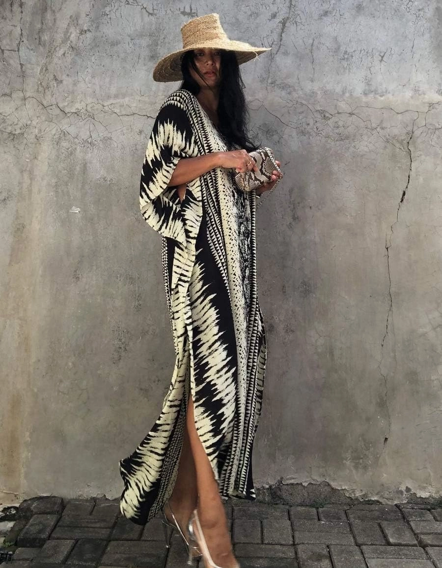 Bsubseach Kaftan Dresses for Women 2025 Plus Size Swimsuit Cover Up Tie Dye Caftan Maxi Dress Loungewear