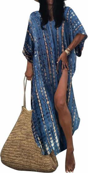 Bsubseach Kaftan Dresses for Women 2025 Plus Size Swimsuit Cover Up Tie Dye Caftan Maxi Dress Loungewear
