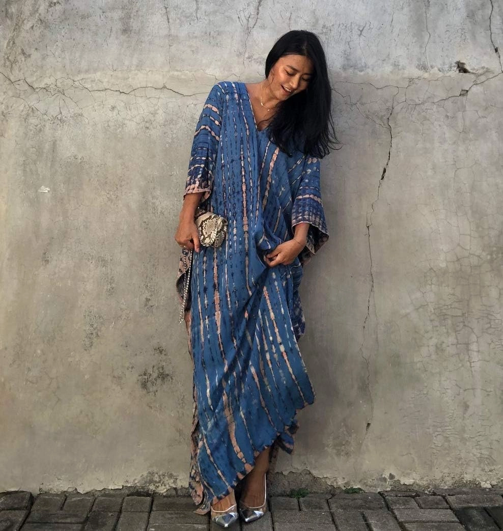 Bsubseach Kaftan Dresses for Women 2025 Plus Size Swimsuit Cover Up Tie Dye Caftan Maxi Dress Loungewear