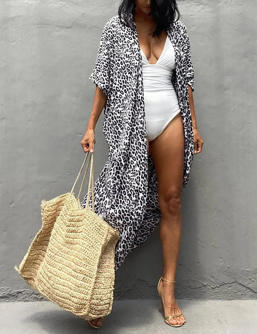 Bsubseach Stylish Tie Dye Open Front Long Kimono Swimsuit Cover Up for Women Swimwear Cover Ups