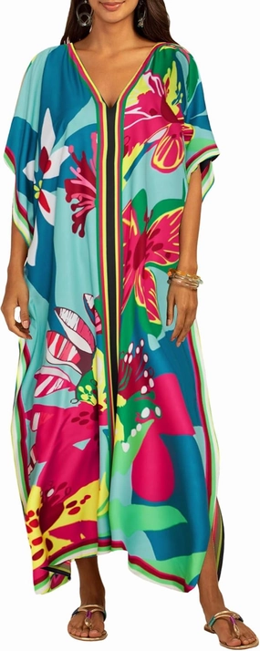 Bsubseach Women Plus Size Kaftan Dress Swimsuit Cover Up Caftan Maxi Beach Dresses Cover Ups
