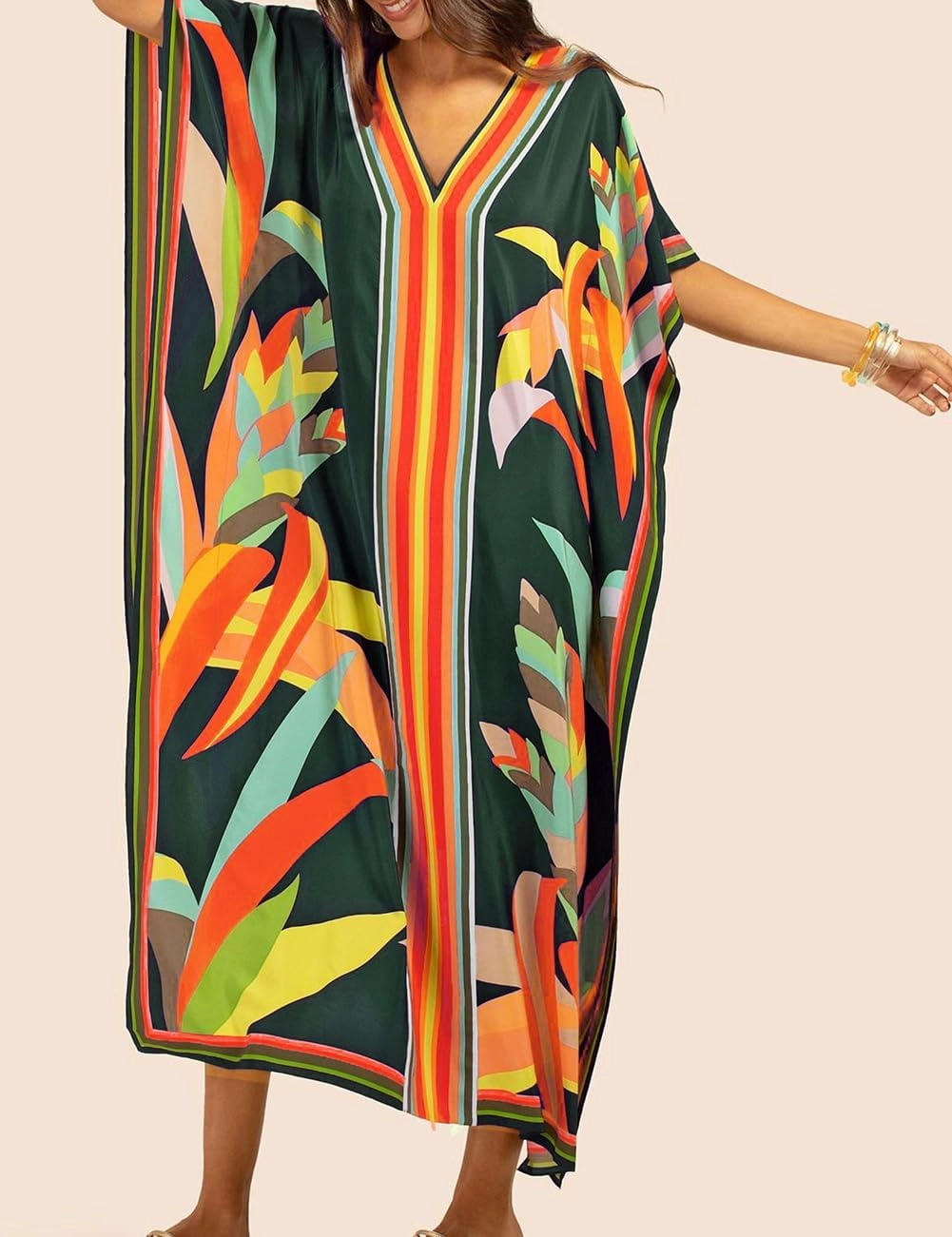 Bsubseach Women Plus Size Kaftan Dress Swimsuit Cover Up Caftan Maxi Beach Dresses Cover Ups