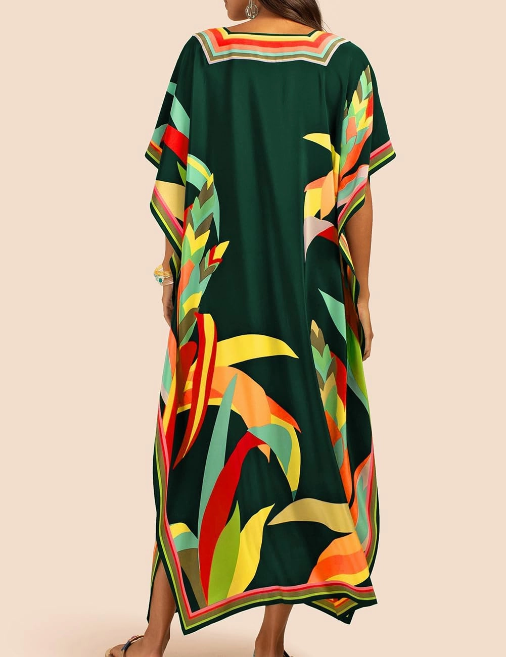 Bsubseach Women Plus Size Kaftan Dress Swimsuit Cover Up Caftan Maxi Beach Dresses Cover Ups