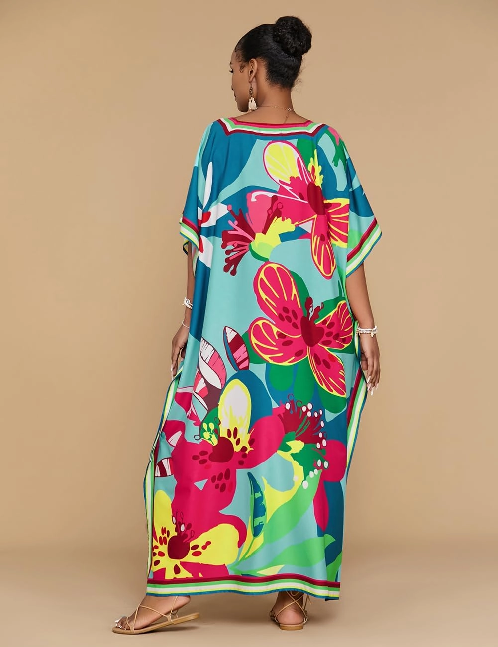Bsubseach Women Plus Size Kaftan Dress Swimsuit Cover Up Caftan Maxi Beach Dresses Cover Ups