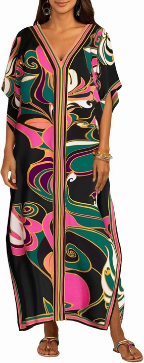Bsubseach Women Plus Size Kaftan Dress Swimsuit Cover Up Caftan Maxi Beach Dresses Cover Ups