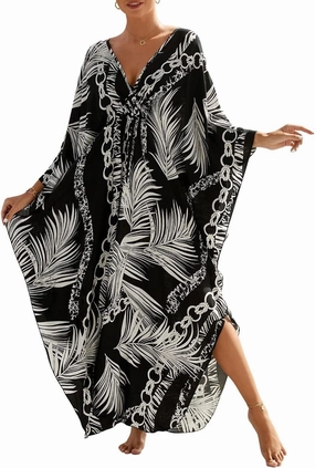 Bsubseach Womens Animal Print Kaftan Dresses Plus Size Caftans Swimwear Coverups 2025 Summer Bathing Suit Maxi Beach Dress