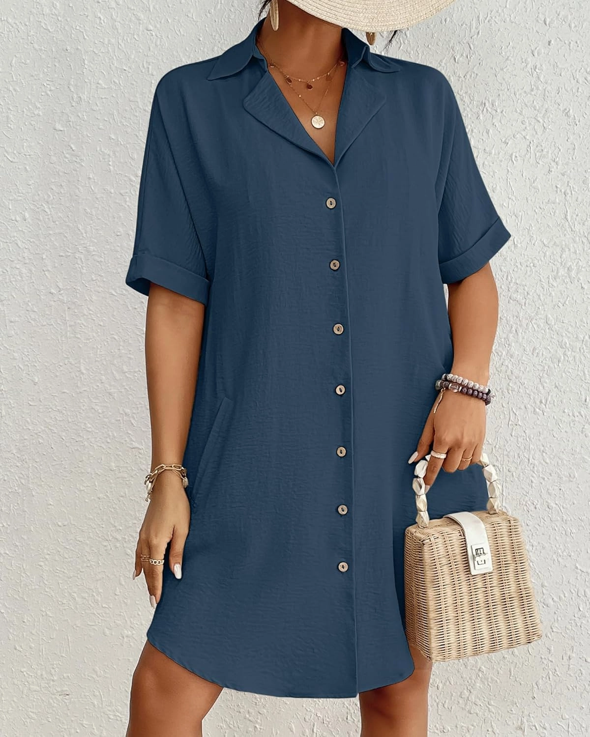 Bsubseach Womens Bathing Suit Cover Ups Bikini Swimsuit Coverup for Women 2024 Button Down Beach Dress Shirt