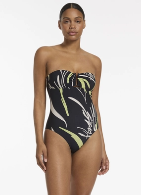 Catalina Moulded Bandeau One Piece - Black