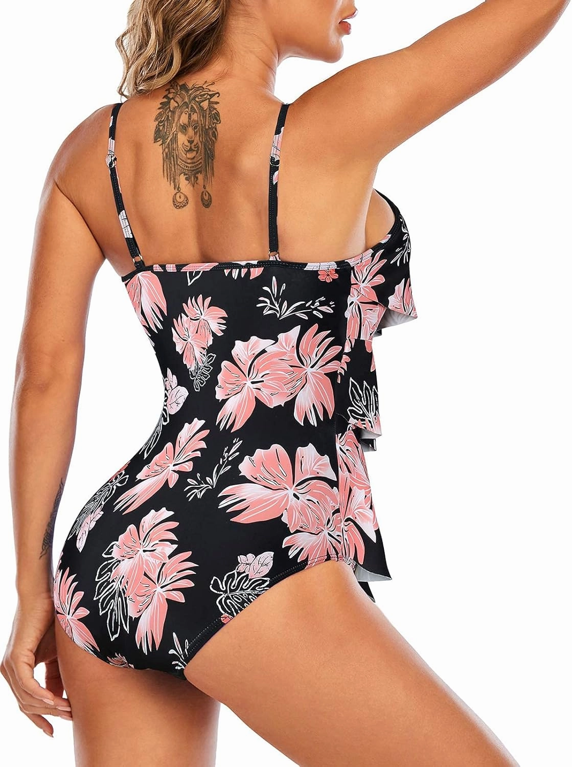 Century Star Womens Athletic One Piece Retro Flounce Swimsuits Ruffled Tiered Tummy Control Swimwear Plus Bathing Suits