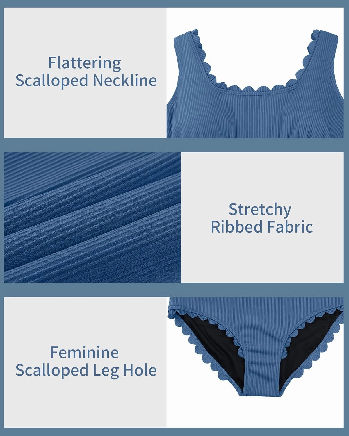 Charmo Plus Size Swimsuit for Women 2025 Tummy Control Scalloped Ribbed One Piece Swimsuits Ruched Modest Bathing Suit