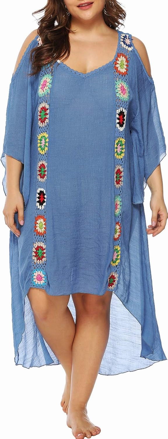 Chrisuno Women's Plus Size Bathing Suit Cover Ups Swimsuit Coverups Dress Soft Crochet Bikini Beach Skirt