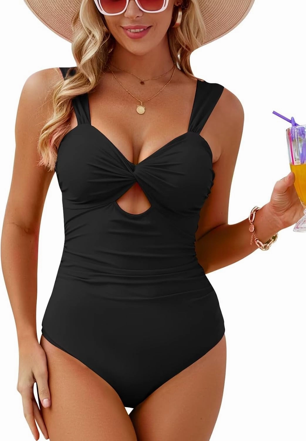 CiCiBird One Piece Swimsuit Women Tummy Control Cut Out High Waisted Bathing Suit Push Up Ruched Swimwear