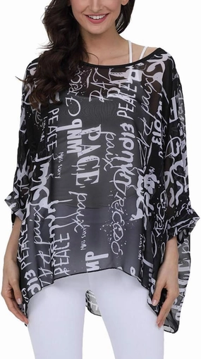 Ckikiou Plus Size Floral Chiffon Tunics Blouses for Women Batwing Summer Boho Shirts Beach Cover ups