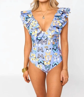 Classic Ruffled Swimsuit In Painted Lady