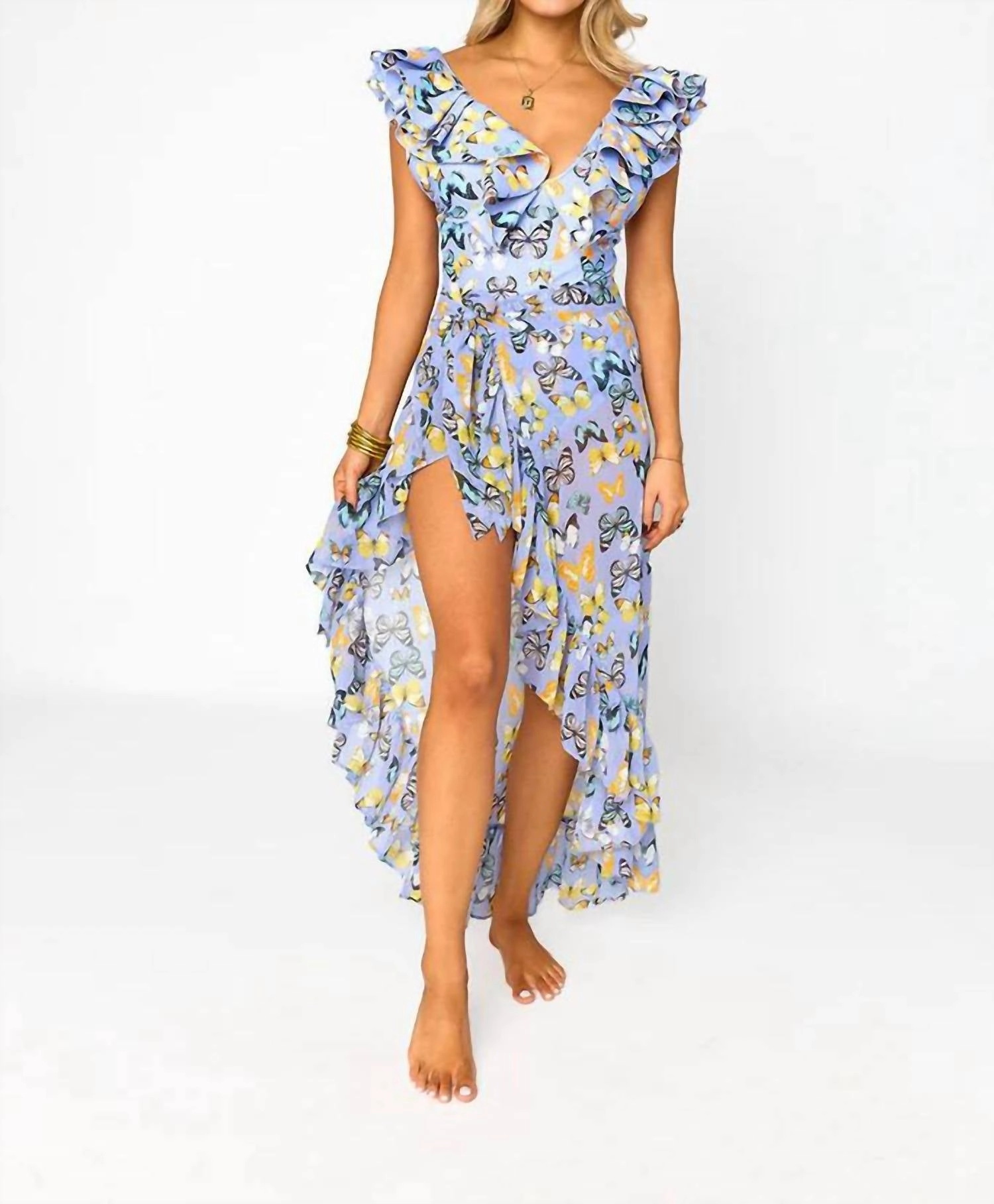 Classic Ruffled Swimsuit In Painted Lady