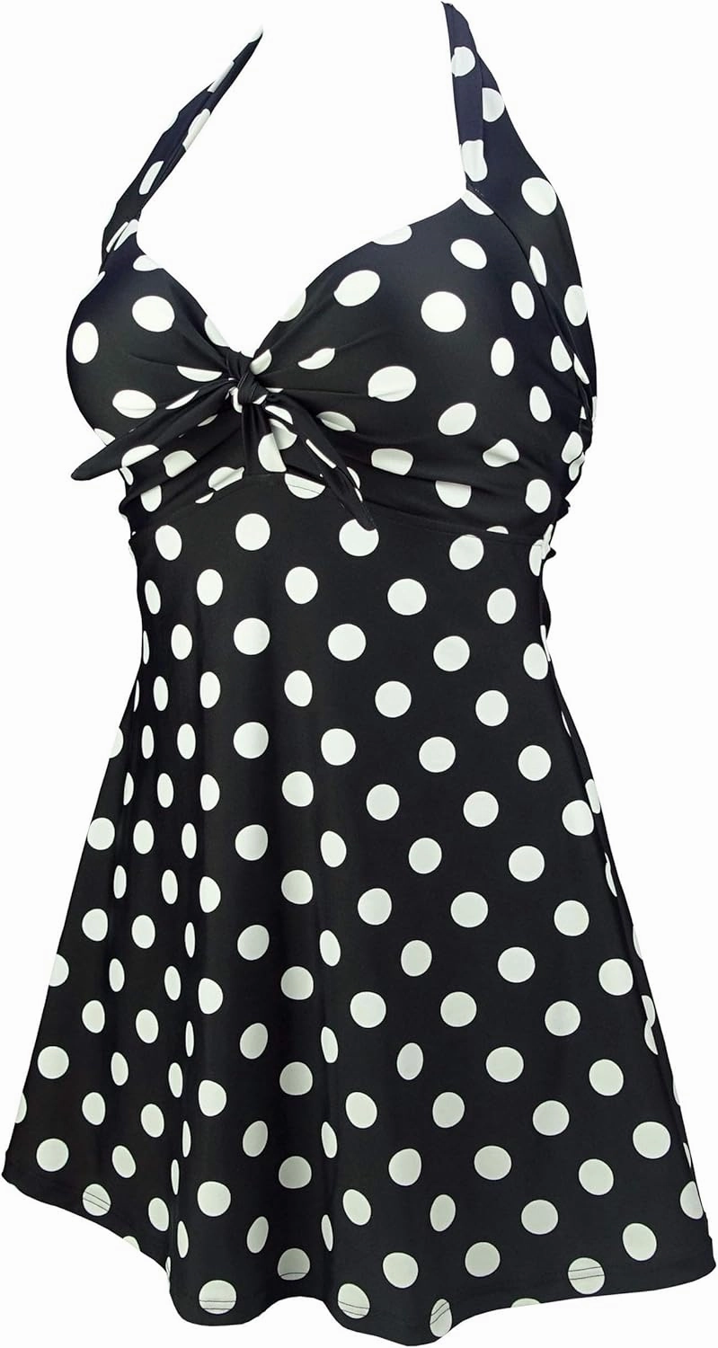 COCOSHIP Vintage Sailor Pin Up Swimsuit Retro One Piece Skirtini Cover Up Swimdress(FBA)
