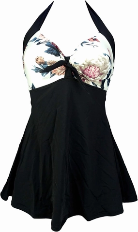 COCOSHIP Vintage Sailor Pin Up Swimsuit Retro One Piece Skirtini Cover Up Swimdress(FBA)