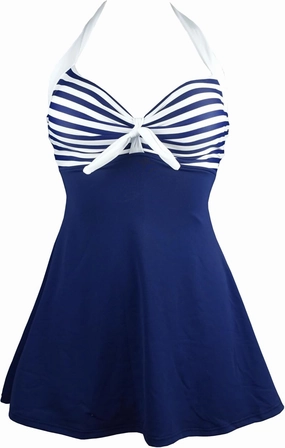 COCOSHIP Vintage Sailor Pin Up Swimsuit Retro One Piece Skirtini Cover Up Swimdress(FBA)