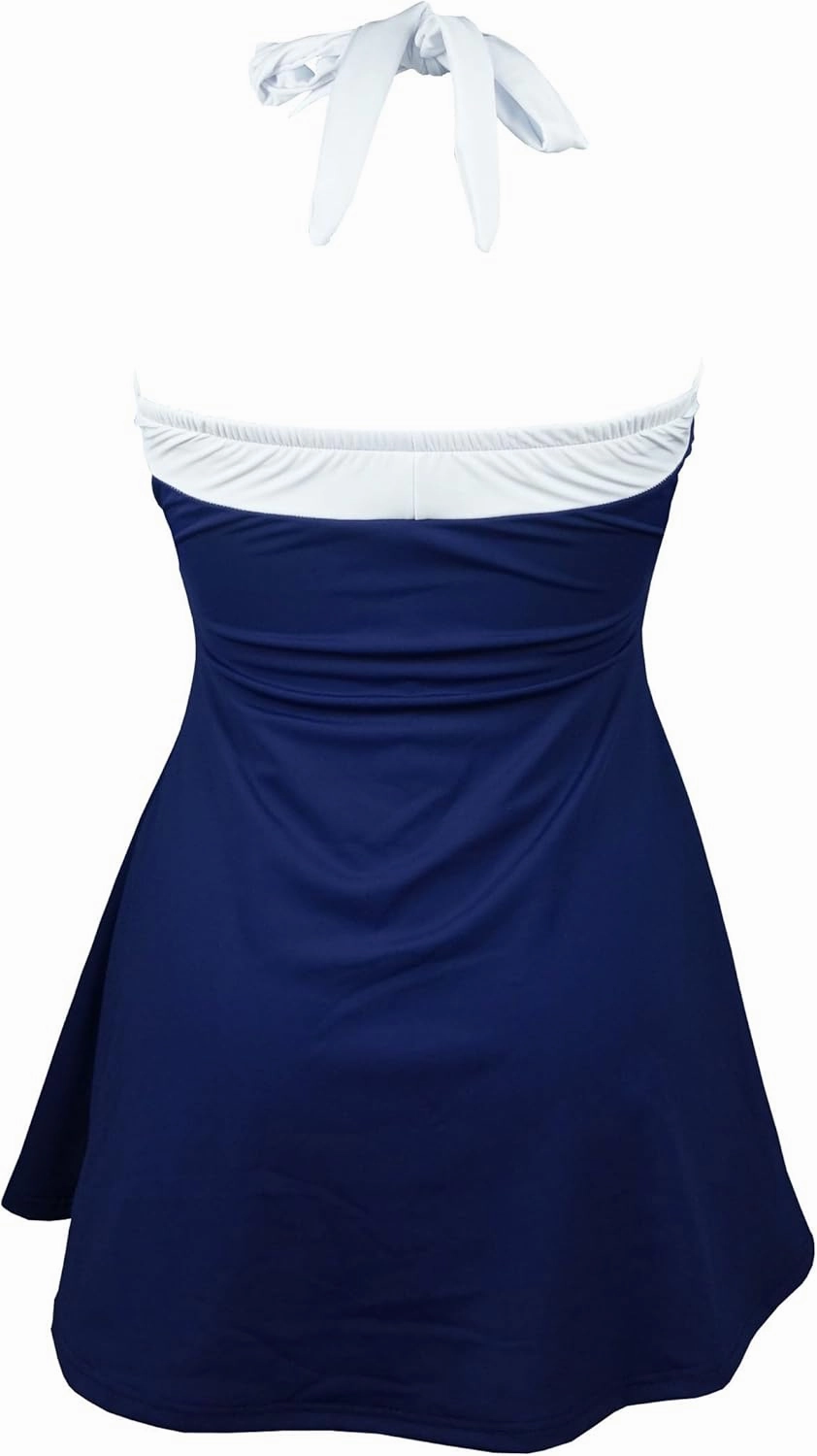COCOSHIP Vintage Sailor Pin Up Swimsuit Retro One Piece Skirtini Cover Up Swimdress(FBA)