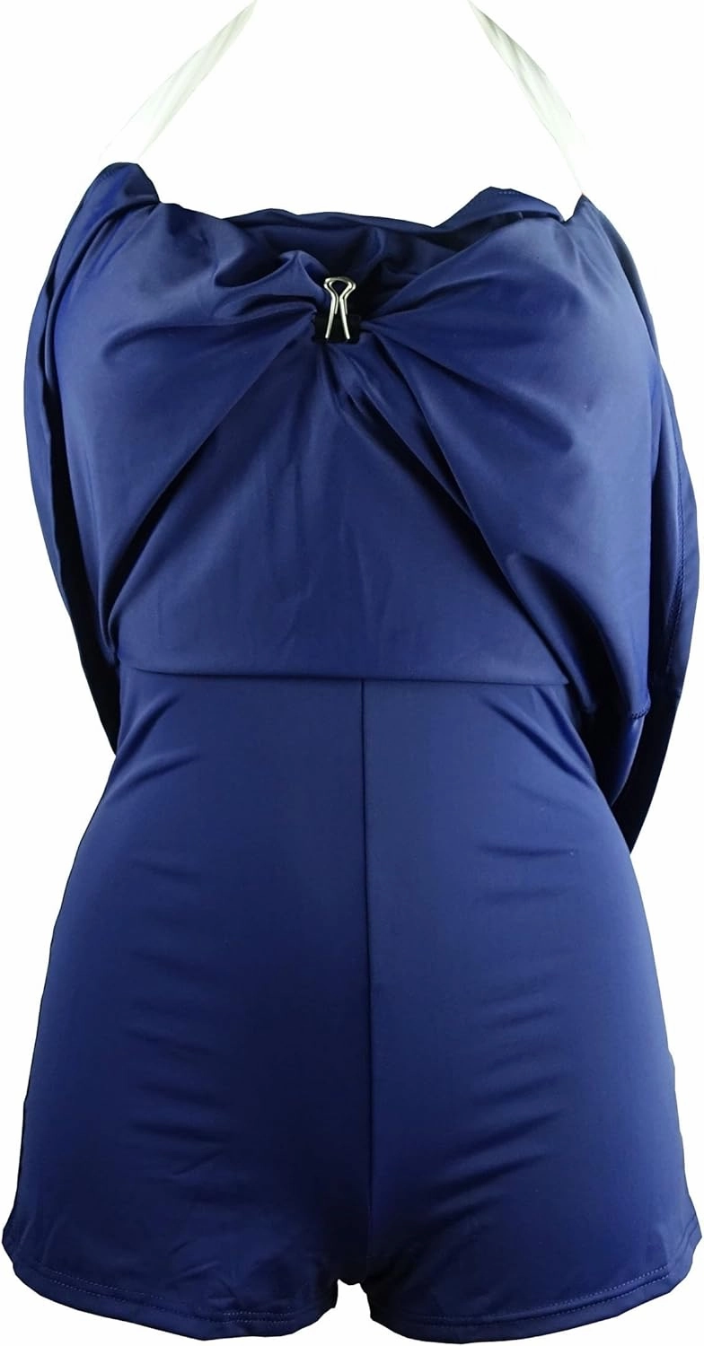 COCOSHIP Vintage Sailor Pin Up Swimsuit Retro One Piece Skirtini Cover Up Swimdress(FBA)