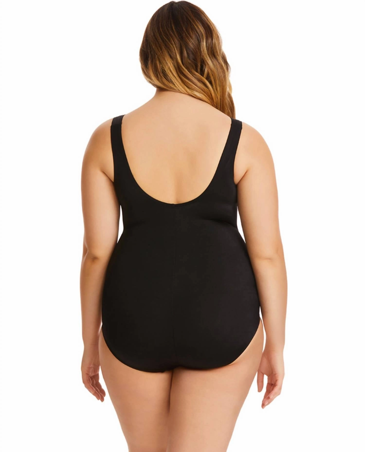Color Block One Piece Swimsuit - Plus In Stained Glass Blue