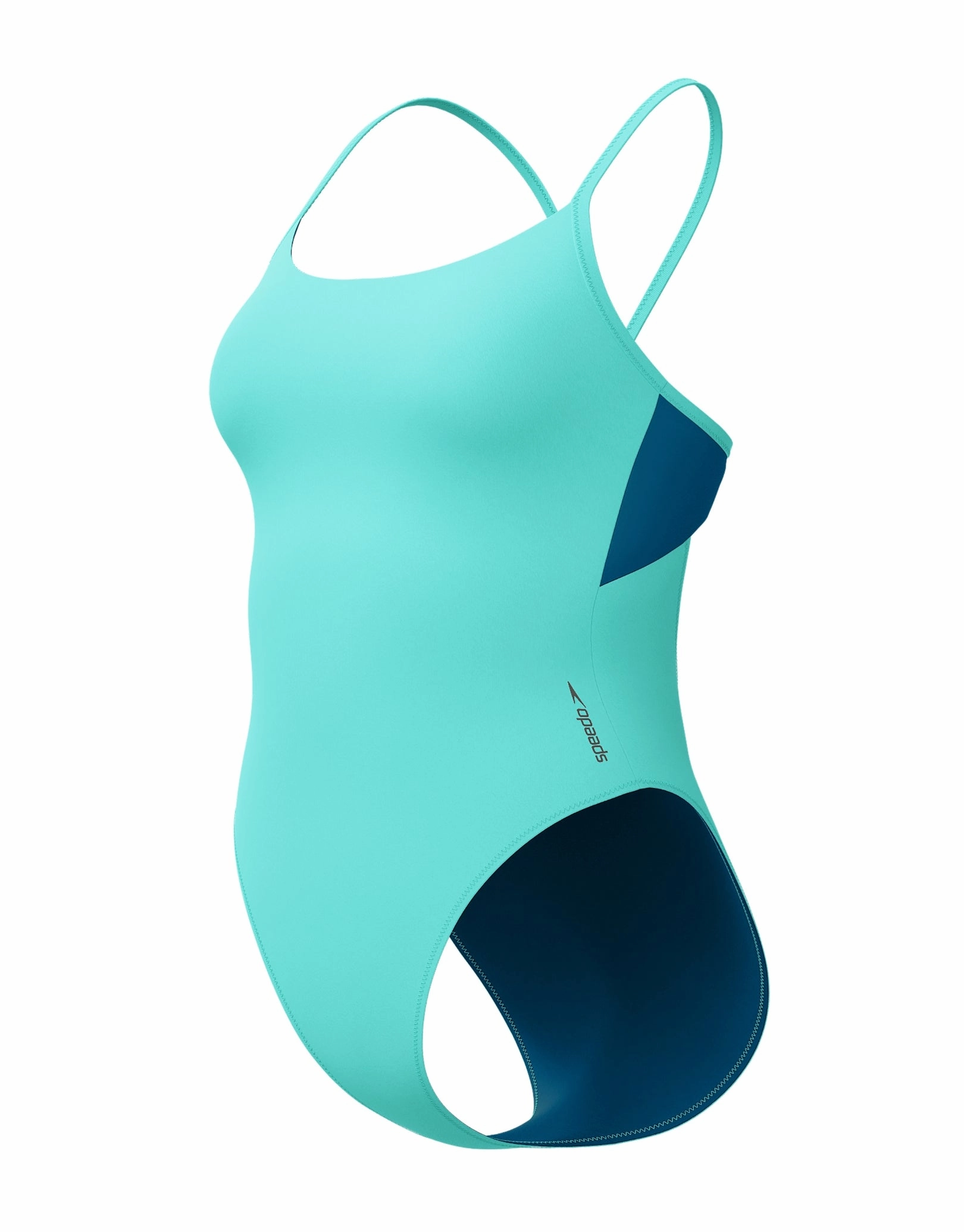 Colourblock Racerback Swimsuit - Aquamarine Blue