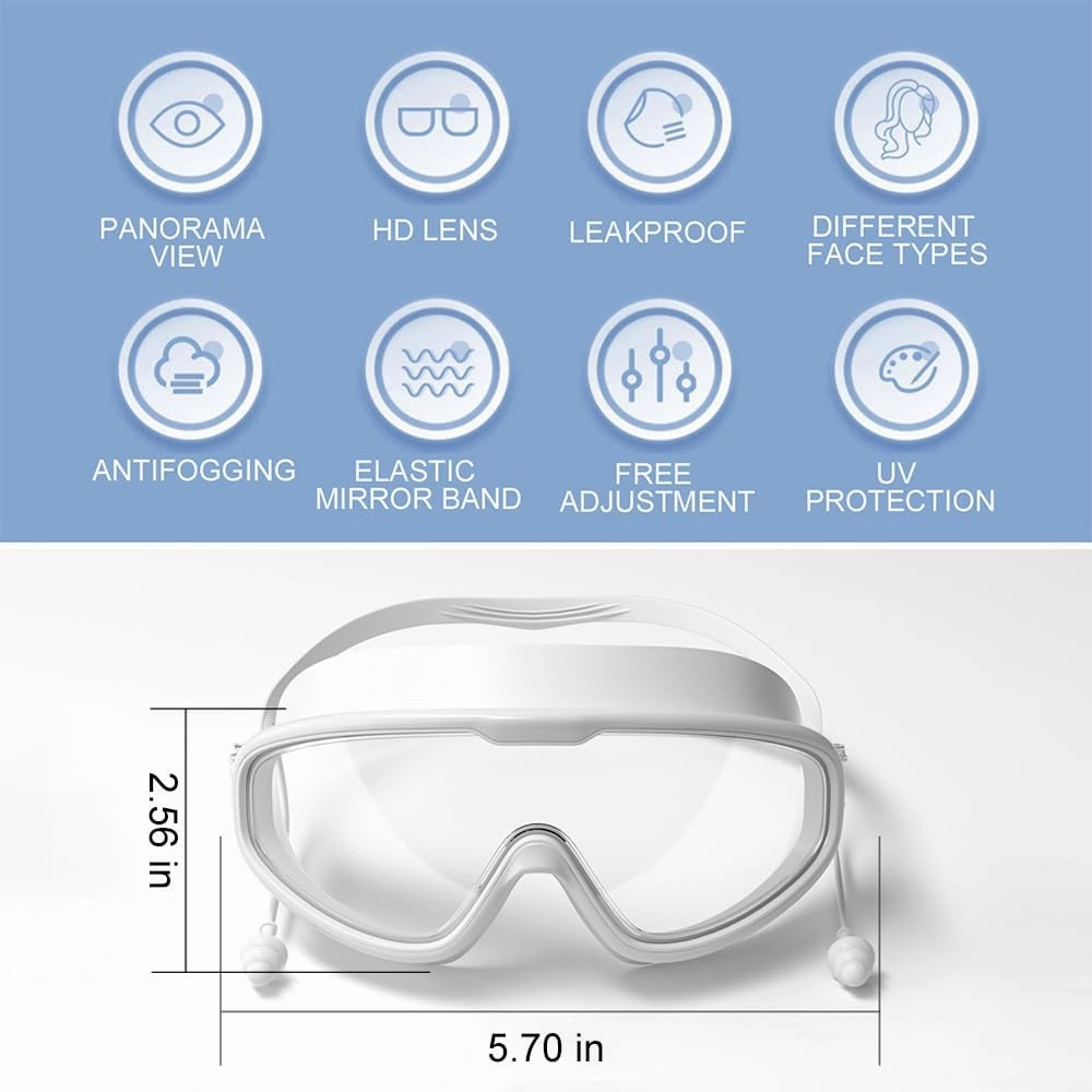 Continuity Goggles,High-Definition Large Frame Waterproof and Anti-Fog Swimming Goggles for Adult 