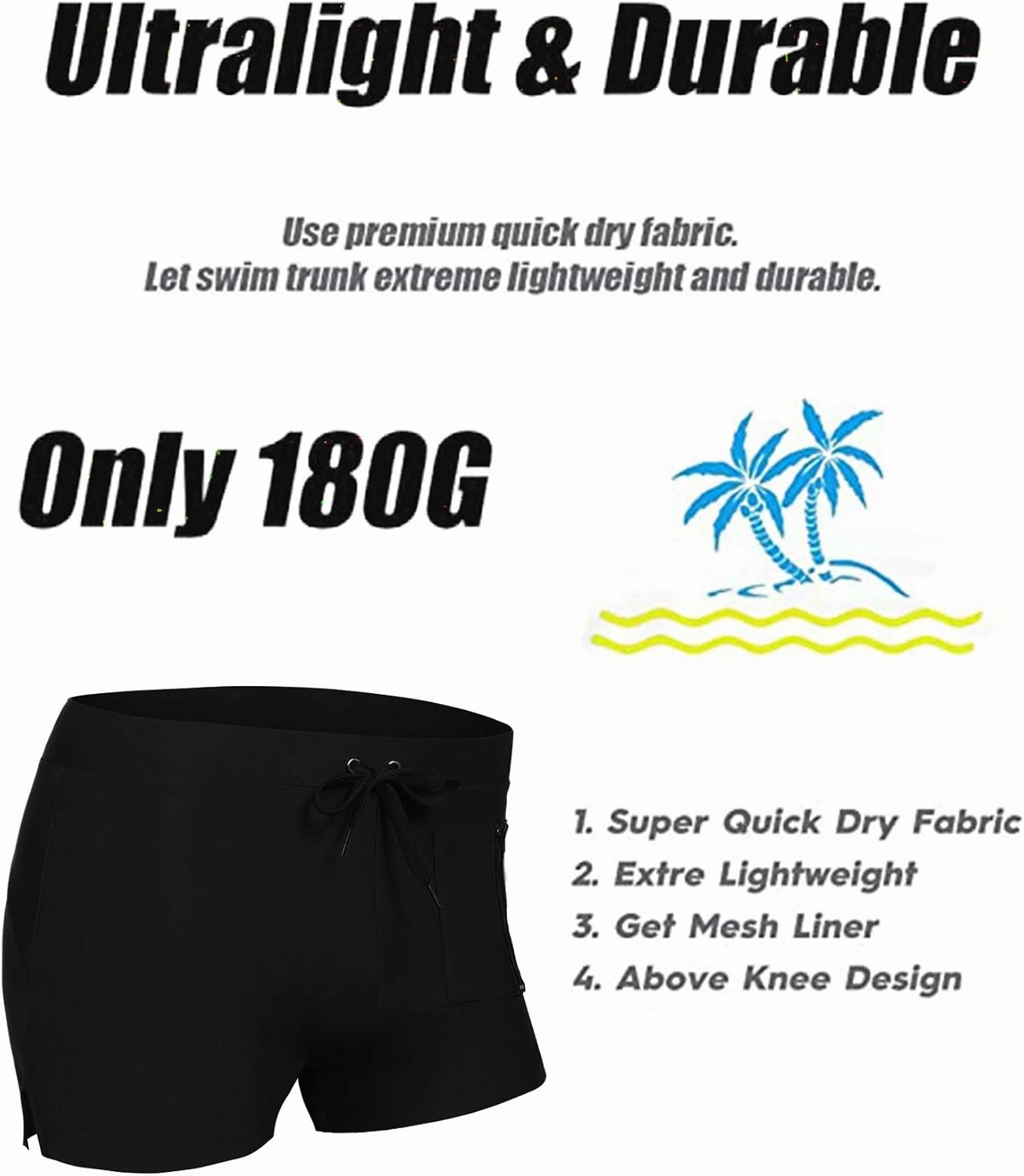 COOFANDY Mens Swim Trunks Swimwear Bathing Suit Swim Brief Square Leg Board Short S-3XL