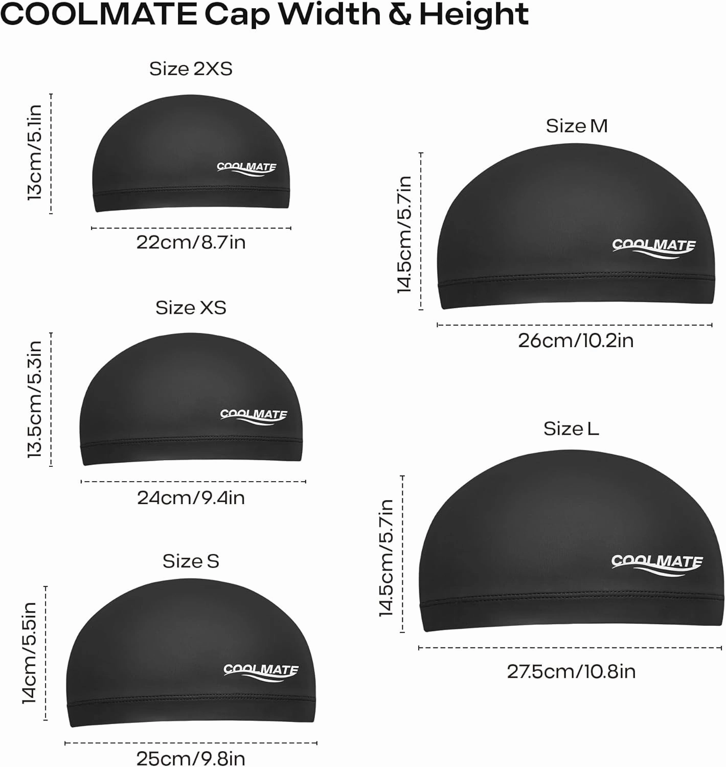 COOLMATE Fabric Swim Cap for Adult Women Men, Silicone Waterproof Layer, Cloth Swim Cap Gifts for Swimmers, Lightweight and Comfortable, Perfect for Pool, Beach, Lap Swimming