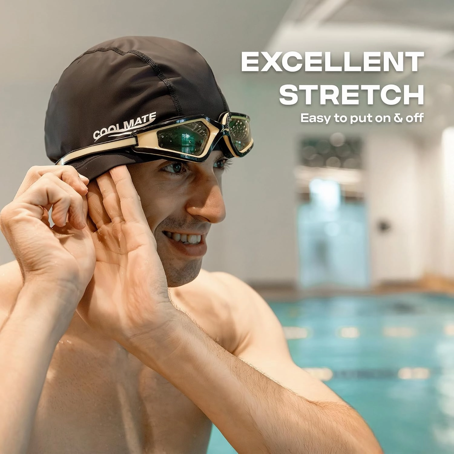COOLMATE Fabric Swim Cap for Adult Women Men, Silicone Waterproof Layer, Cloth Swim Cap Gifts for Swimmers, Lightweight and Comfortable, Perfect for Pool, Beach, Lap Swimming