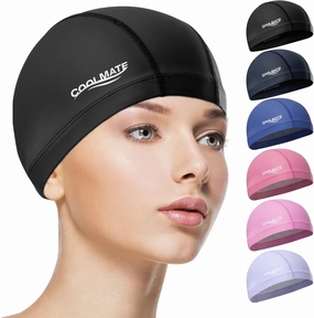 COOLMATE Fabric Swim Cap for Adult Women Men, Silicone Waterproof Layer, Cloth Swim Cap Gifts for Swimmers, Lightweight and Comfortable, Perfect for Pool, Beach, Lap Swimming