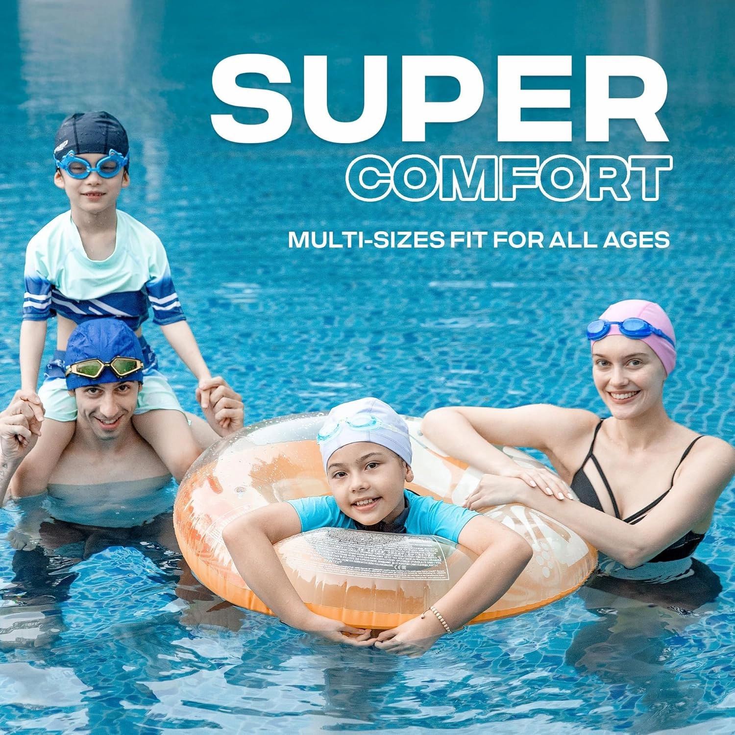 COOLMATE Fabric Swim Cap for Adult Women Men, Silicone Waterproof Layer, Cloth Swim Cap Gifts for Swimmers, Lightweight and Comfortable, Perfect for Pool, Beach, Lap Swimming