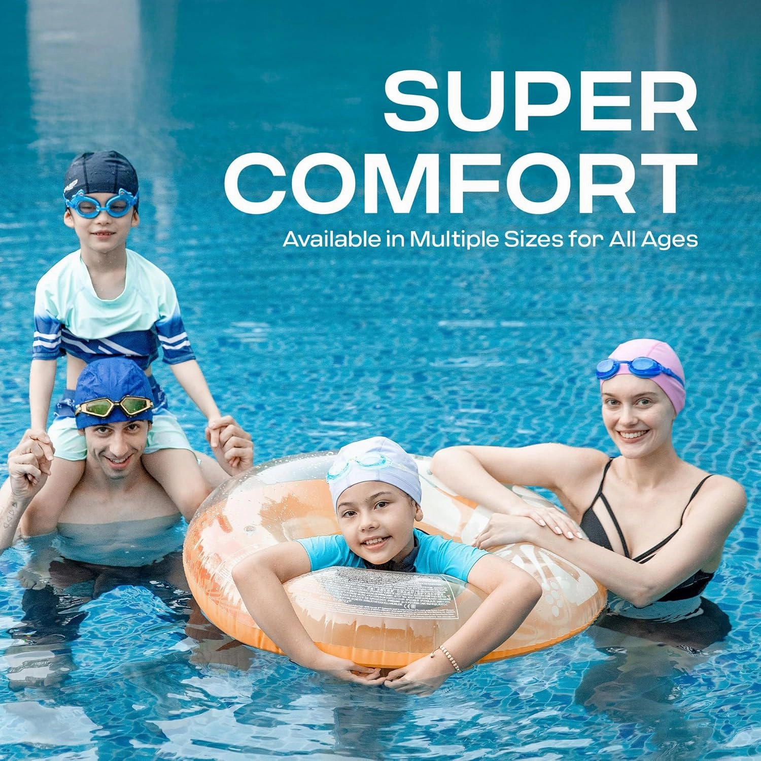 COOLMATE Fabric Swim Cap for Kid 3 4 6 8 14 16, Silicone Waterproof Layer, Cloth Swim Cap for Boy, Girl, Youth, Lightweight and Comfortable, Perfect for Pool, Beach, Lap Swimming