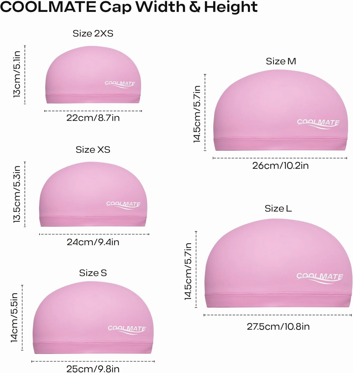 COOLMATE Fabric Swim Cap for Kid 3 4 6 8 14 16, Silicone Waterproof Layer, Cloth Swim Cap for Boy, Girl, Youth, Lightweight and Comfortable, Perfect for Pool, Beach, Lap Swimming