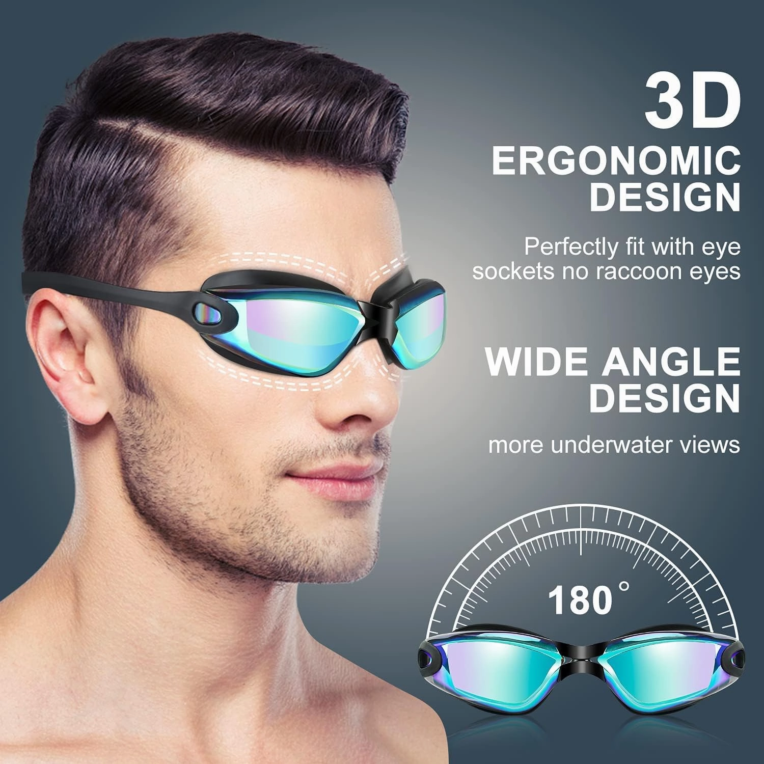 COOLOO Swim Goggles, 2 Pack Goggles Swimming Adult Swimming Goggles for Women Men Youth Teen Kids Anti Fog Anti-UV No Leaking