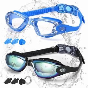 COOLOO Swim Goggles, 2 Pack Goggles Swimming Adult Swimming Goggles for Women Men Youth Teen Kids Anti Fog Anti-UV No Leaking