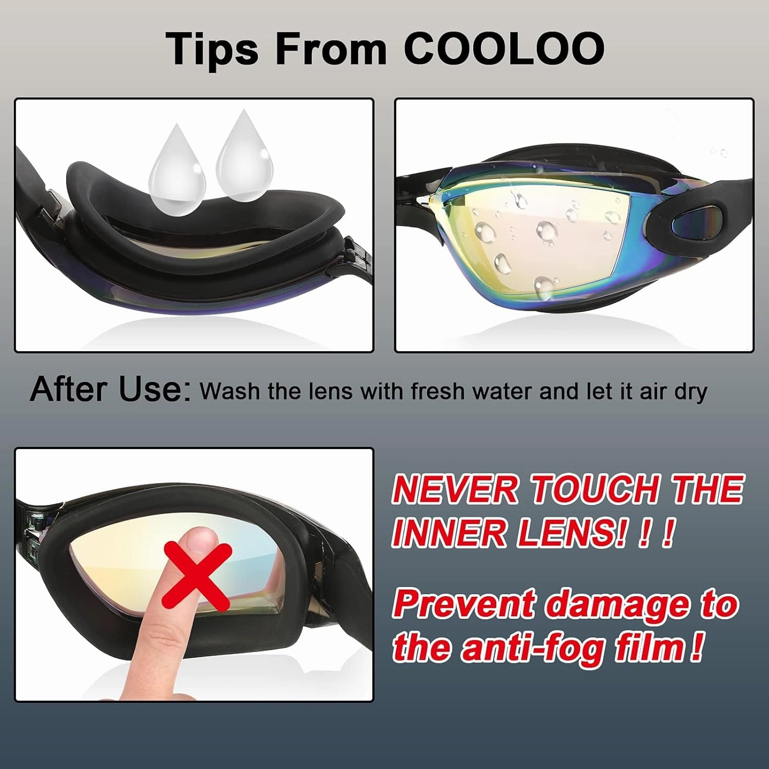 COOLOO Swim Goggles, 2 Pack Goggles Swimming Adult Swimming Goggles for Women Men Youth Teen Kids Anti Fog Anti-UV No Leaking