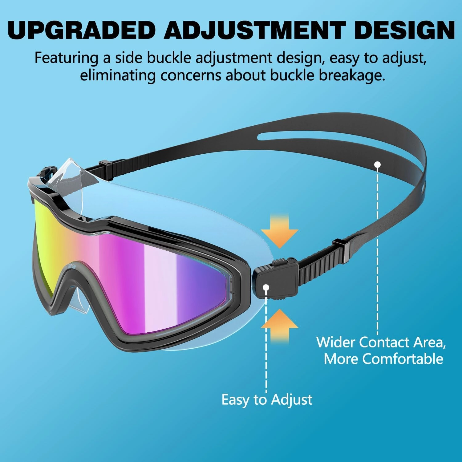 COOLOO Swim Goggles, Wide View No Leaking Swimming Goggles, Anti-fog & Anti-UV Fashion Swim Goggles for Adult Men Women Youth
