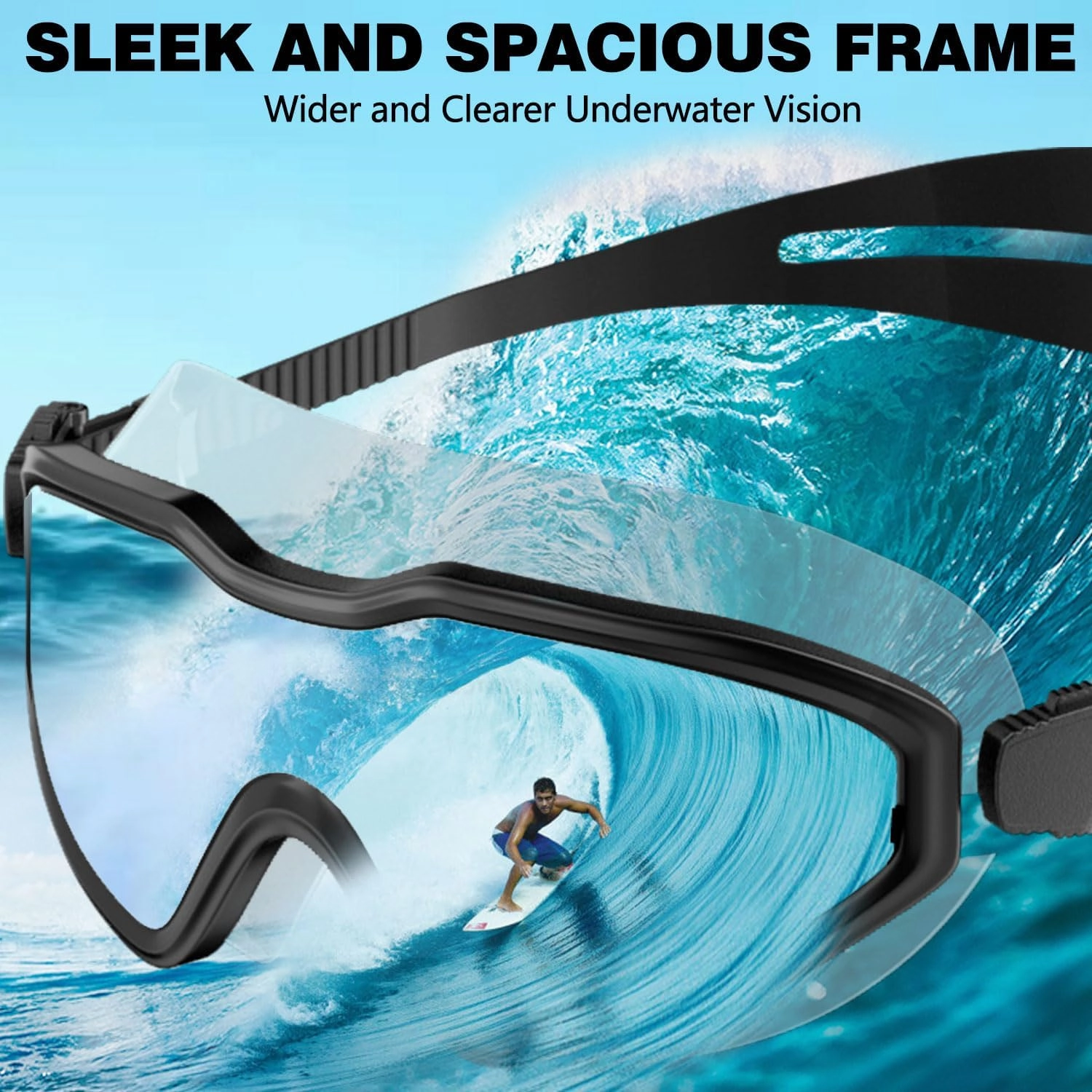 COOLOO Swim Goggles, Wide View No Leaking Swimming Goggles, Anti-fog & Anti-UV Fashion Swim Goggles for Adult Men Women Youth