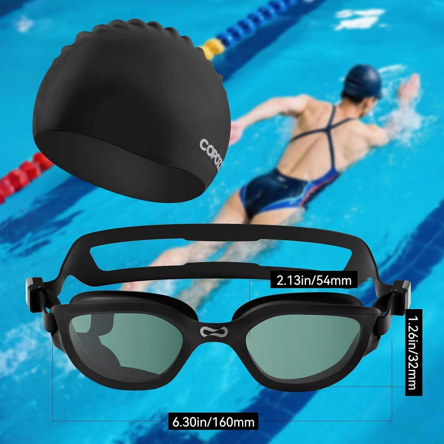 COPOZZ Swim Cap Women Adult,Silicone Waterproof Comfortable Swim Cap for Long and Short Hair