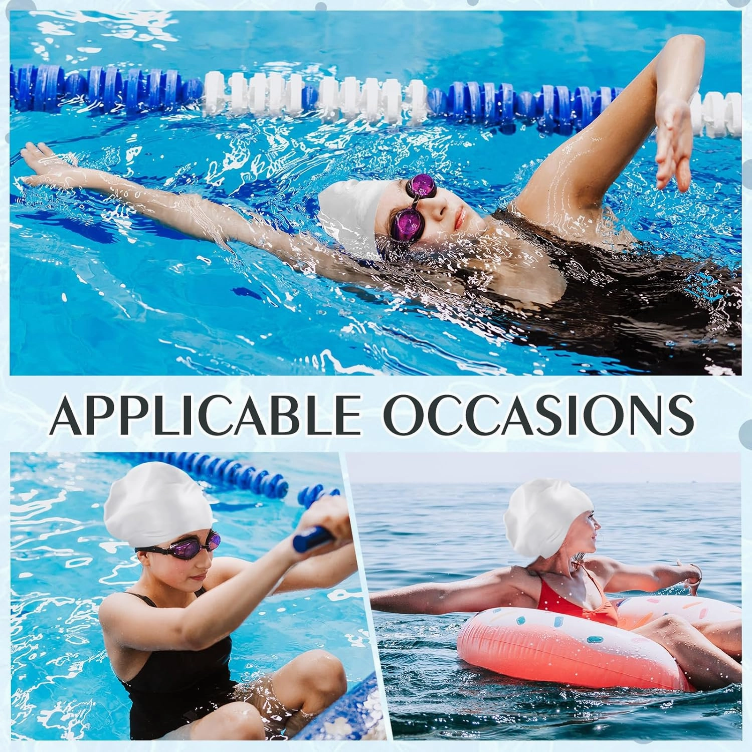 Coume Extra Large Swim Cap for Braids and Dreadlocks Waterproof Silicone Swimming Caps for Women Long Hair with Ear Plug and Nose Clip Suitable for Women Men Weaves Extensions Braids Curls