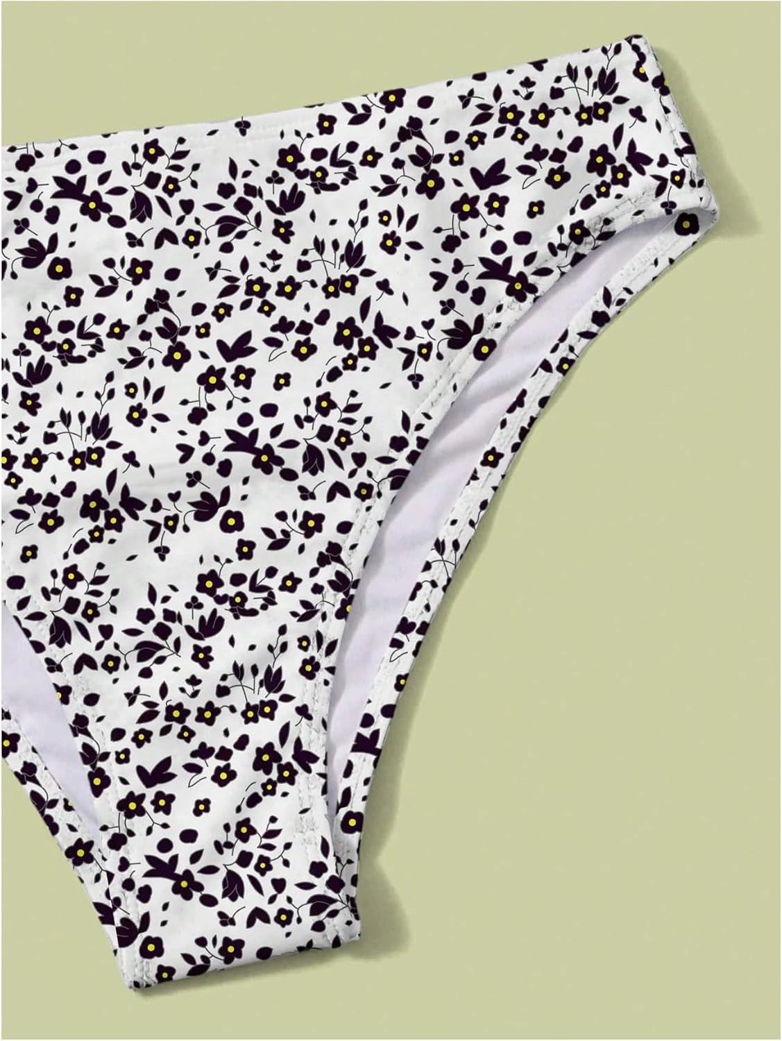 COZYEASE Girls' 2 Piece Ditsy Floral Print Knot Front Ruched Triangle Bikini Swimsuit