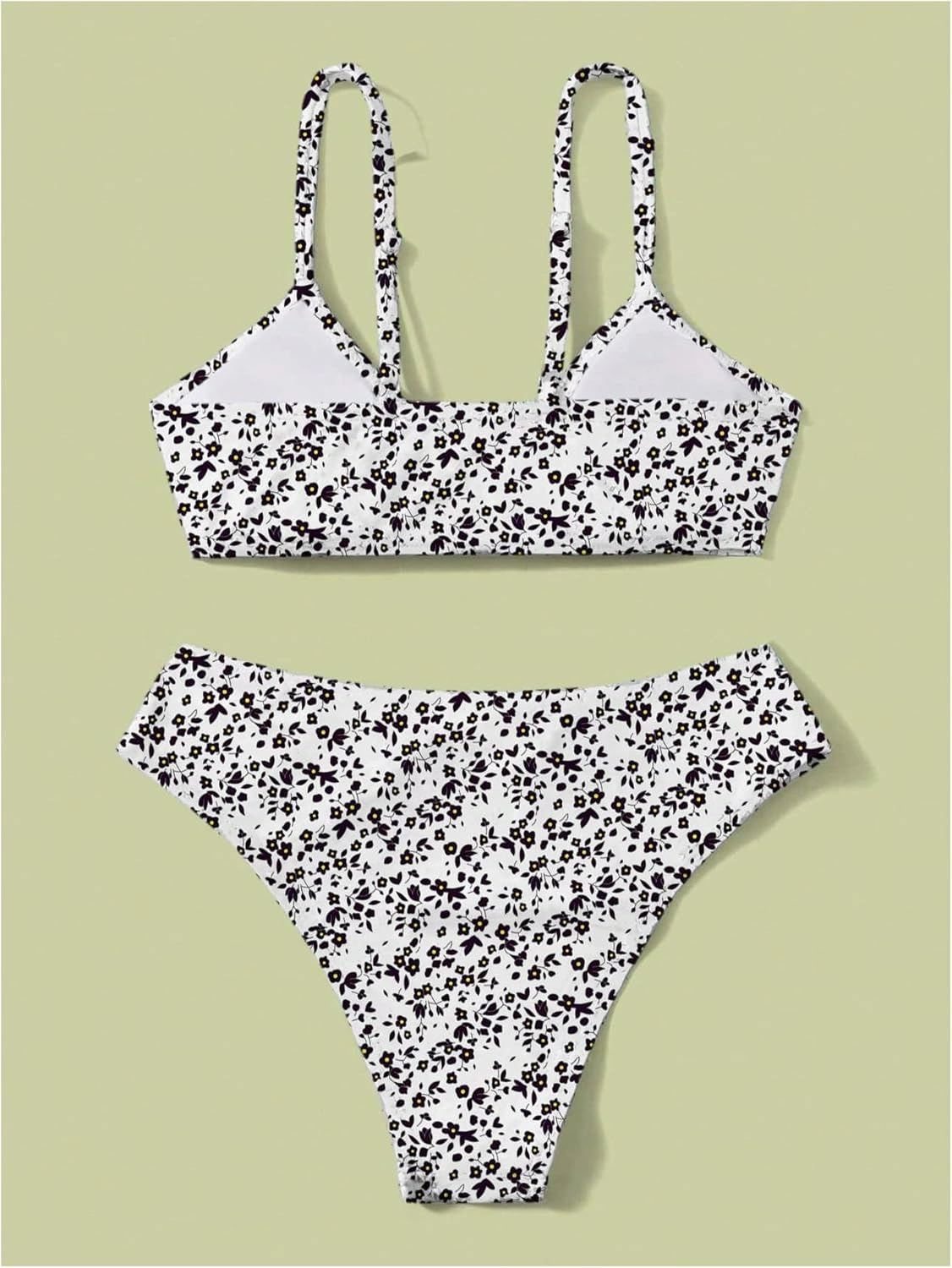 COZYEASE Girls' 2 Piece Ditsy Floral Print Knot Front Ruched Triangle Bikini Swimsuit