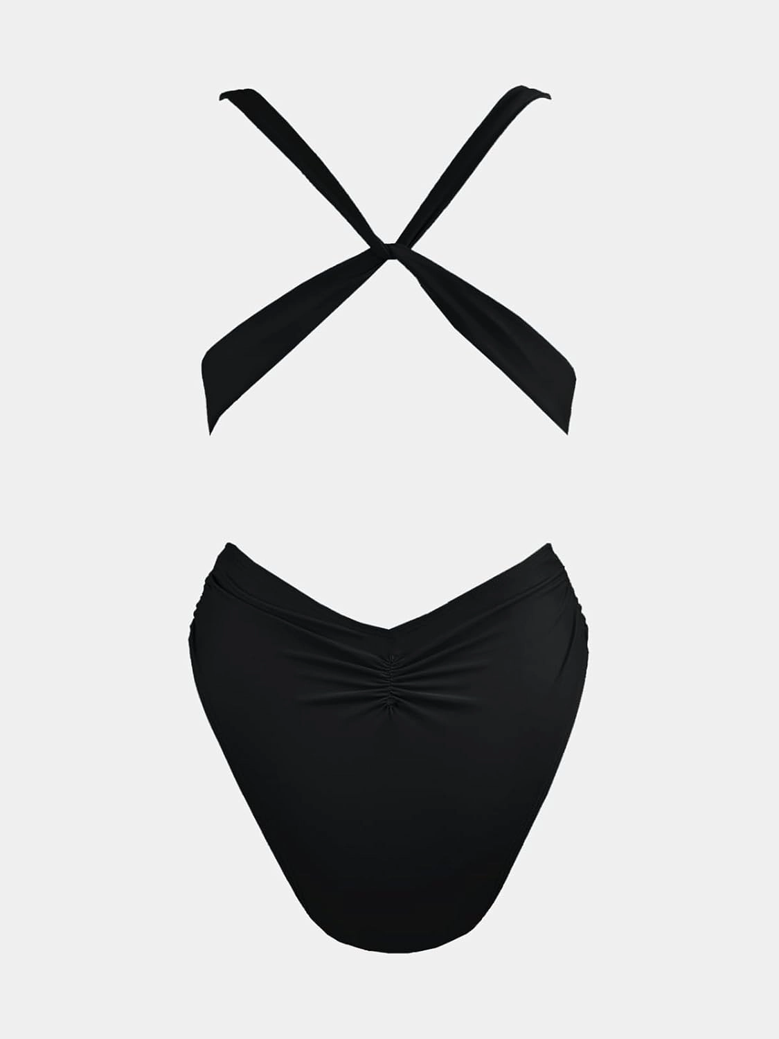 CUPSHE One Piece Swimsuit for Women Bathing Suit Cut Out Cross Back Tie Deep V Neck Ruched High Cut