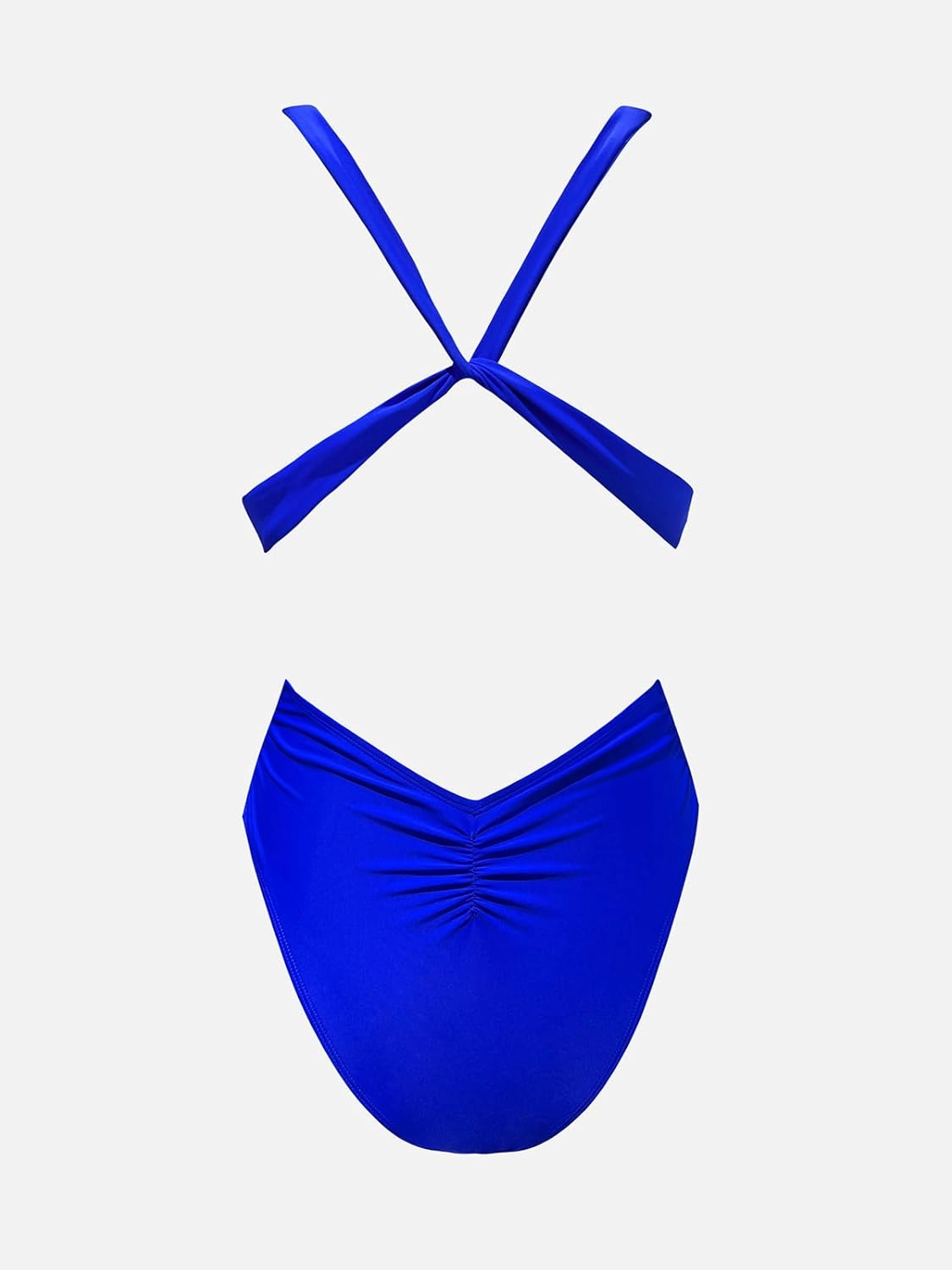 CUPSHE One Piece Swimsuit for Women Bathing Suit Cut Out Cross Back Tie Deep V Neck Ruched High Cut