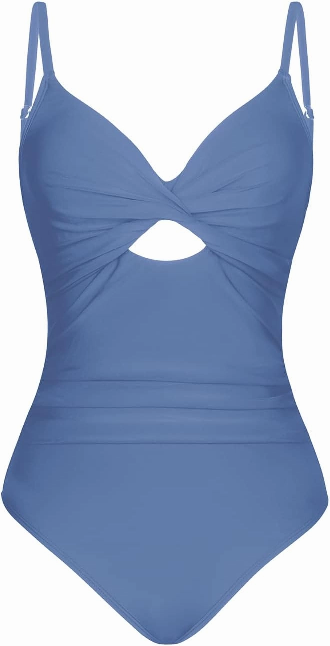 CUPSHE One Piece Swimsuit for Women Bathing Suits Twist Front Cutout Adjustable Straps Ruched Swimwear
