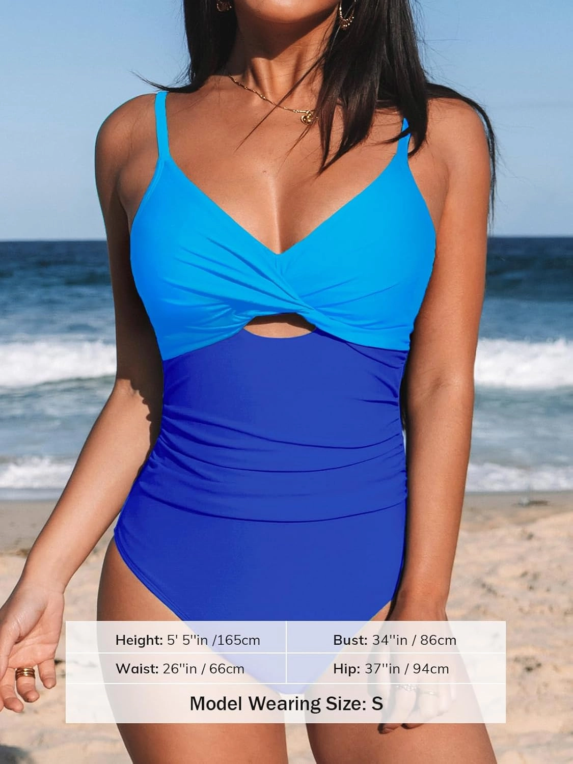 CUPSHE One Piece Swimsuit for Women Bathing Suits Twist Front Cutout Adjustable Straps Ruched Swimwear