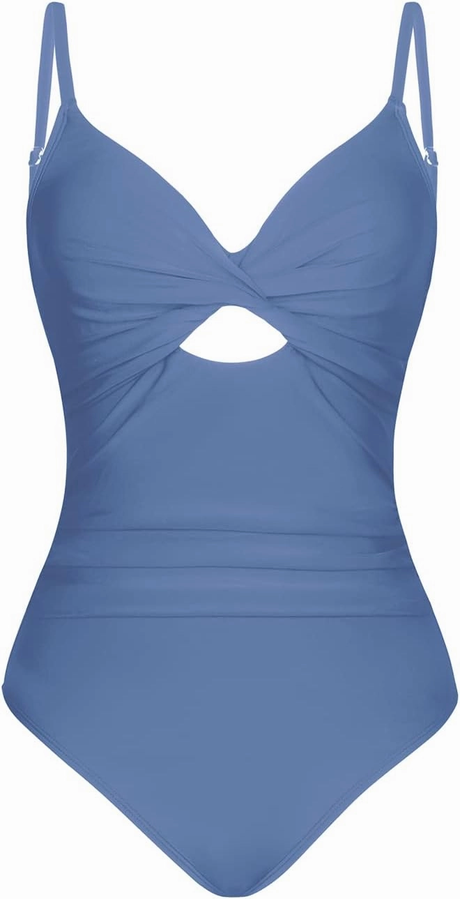 CUPSHE One Piece Swimsuit for Women Bathing Suits Twist Front Cutout Adjustable Straps Ruched Swimwear