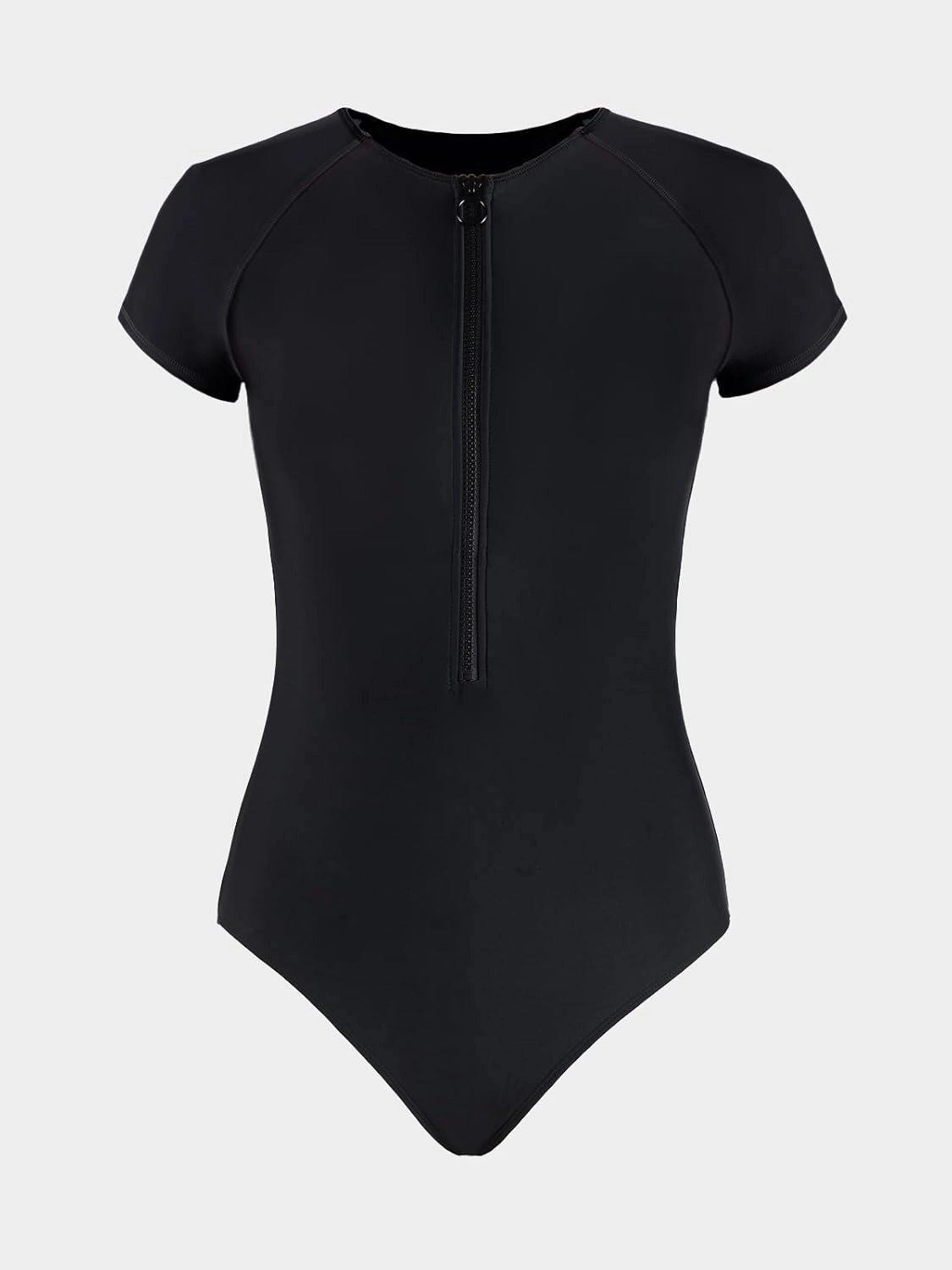 CUPSHE One Piece Swimsuit for Women Mock Neck Zipper Short Sleeve Bathing Suit