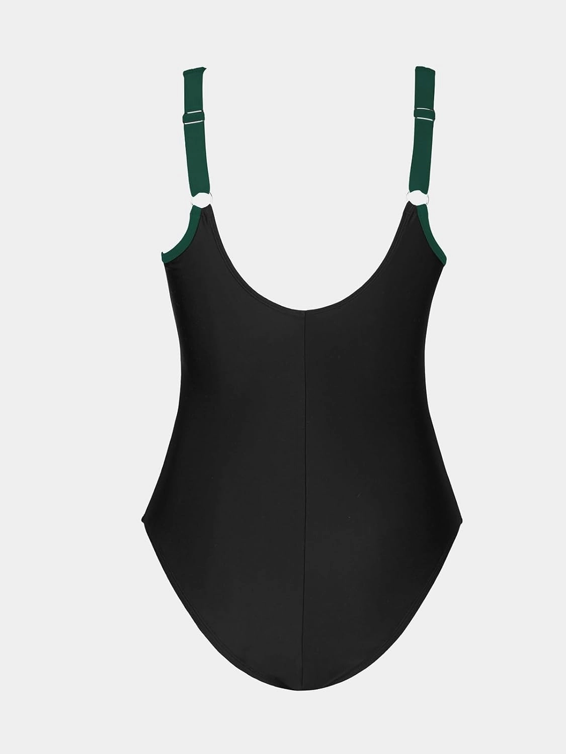 CUPSHE Women Plus Size One Piece Swimsuit V Neck Mesh Sheer Tummy Control Bathing Suit with Adjustable Wide Straps